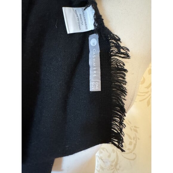 In Cashmere 100% Black Fringe Large Scarf ~ Super Soft 68"x15" - Picture 3 of 3